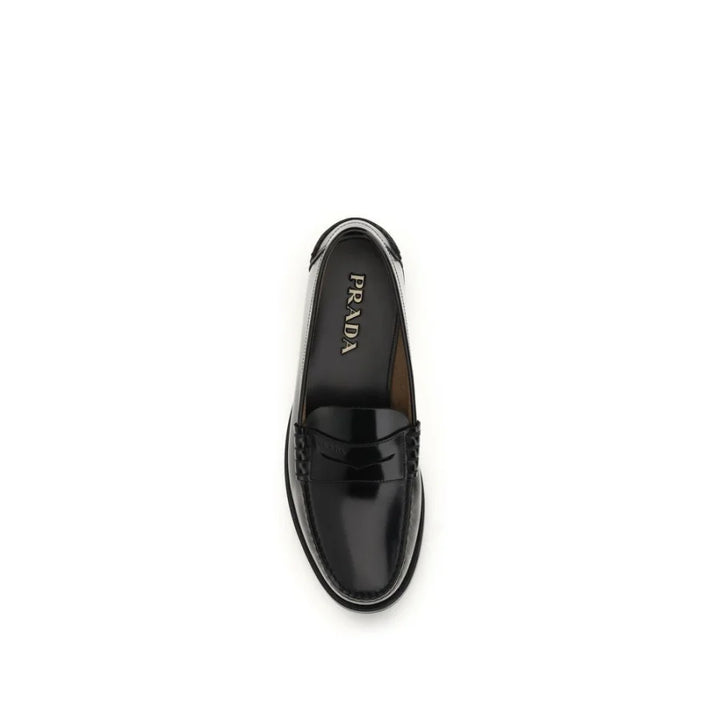 Prada Black Calf Leather Bos Taurus Slip-On Loafers