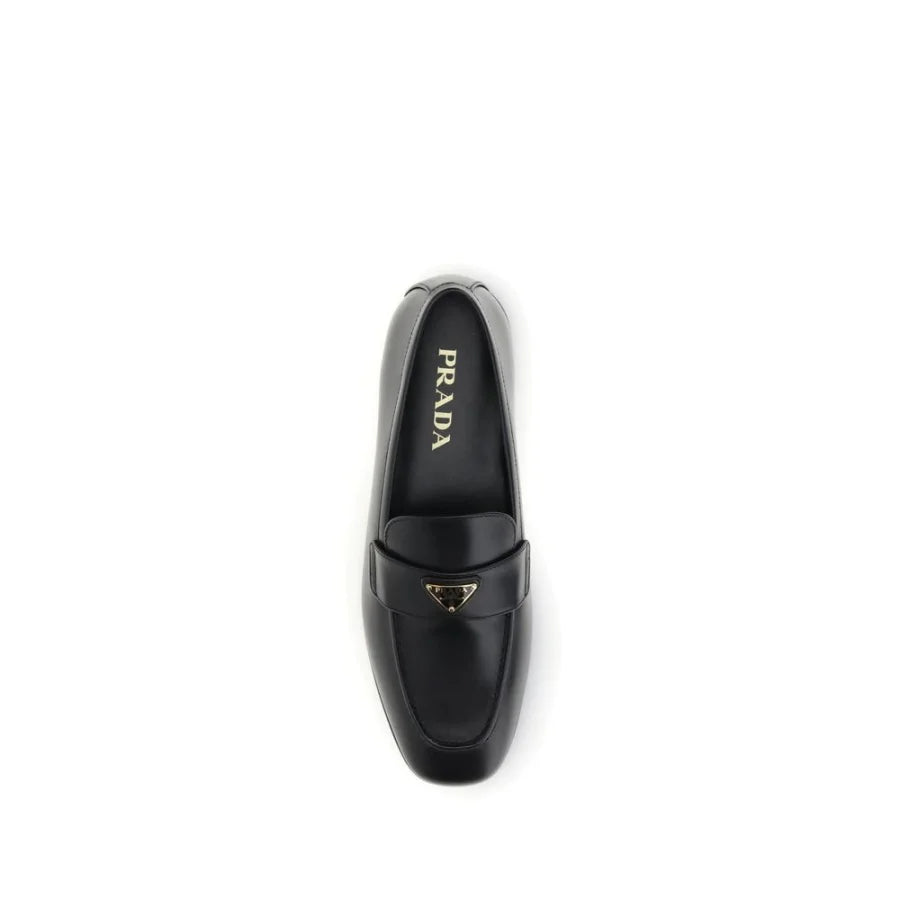 Prada Black Calf Leather Bos Taurus Slip-On Loafers