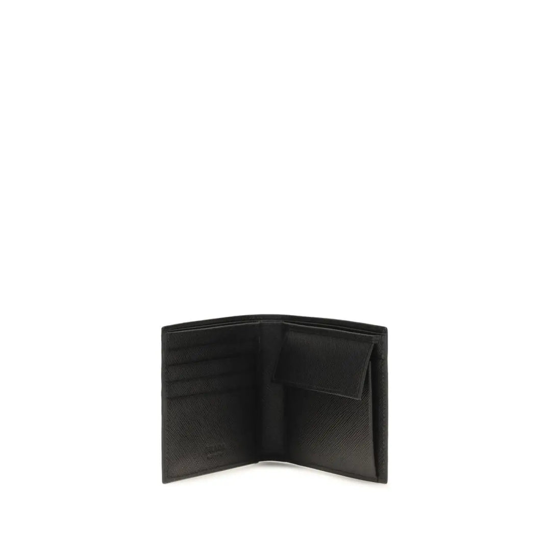 Prada Black Calf Leather Bos Taurus Wallet