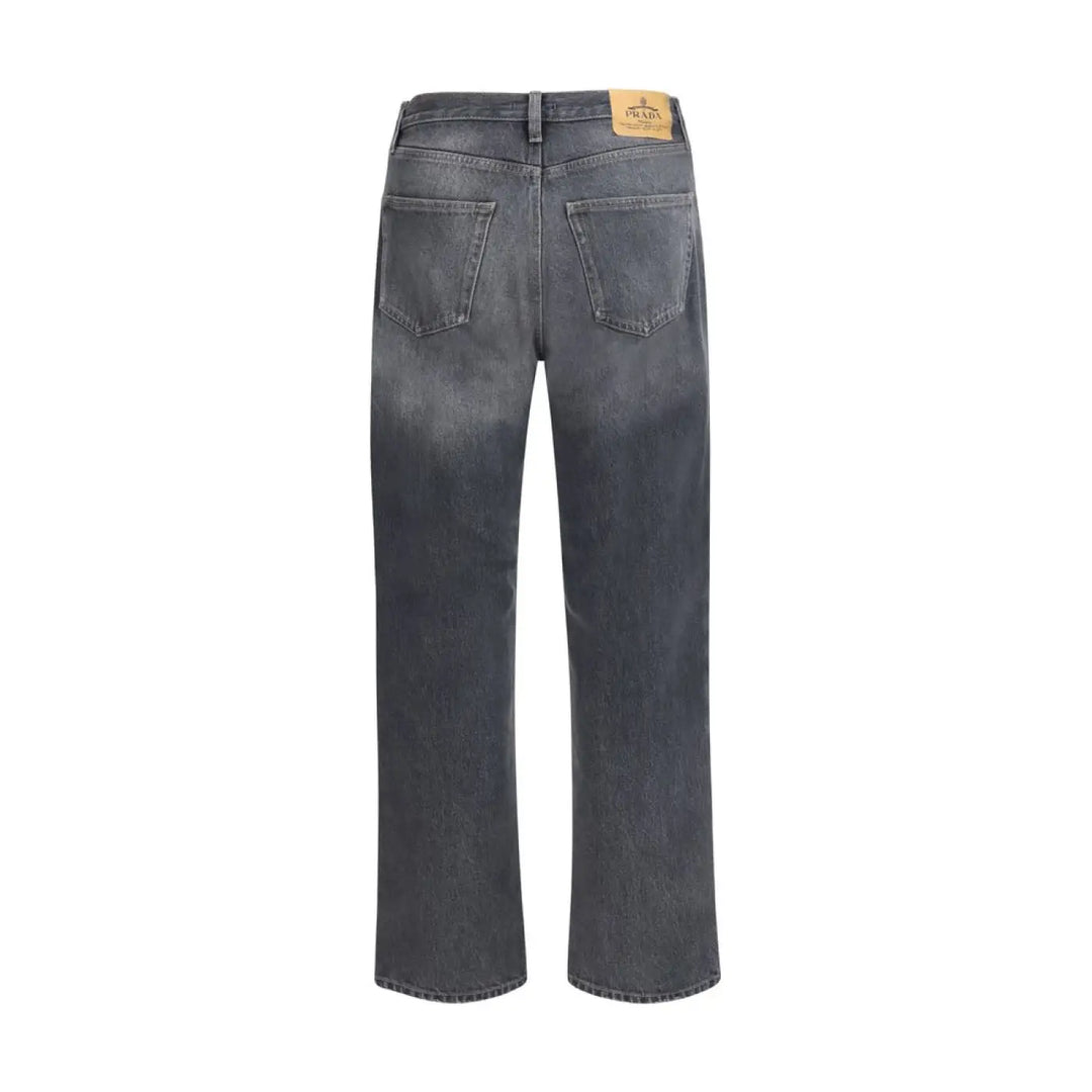 Prada Black Cotton Relaxed Fit Jeans