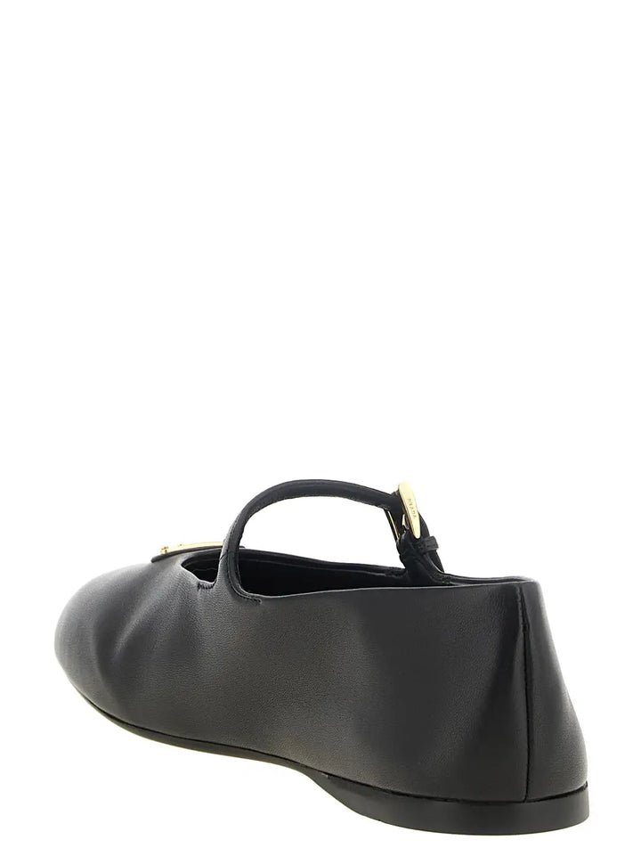 Prada Black Lamb Leather Ballet Flats
