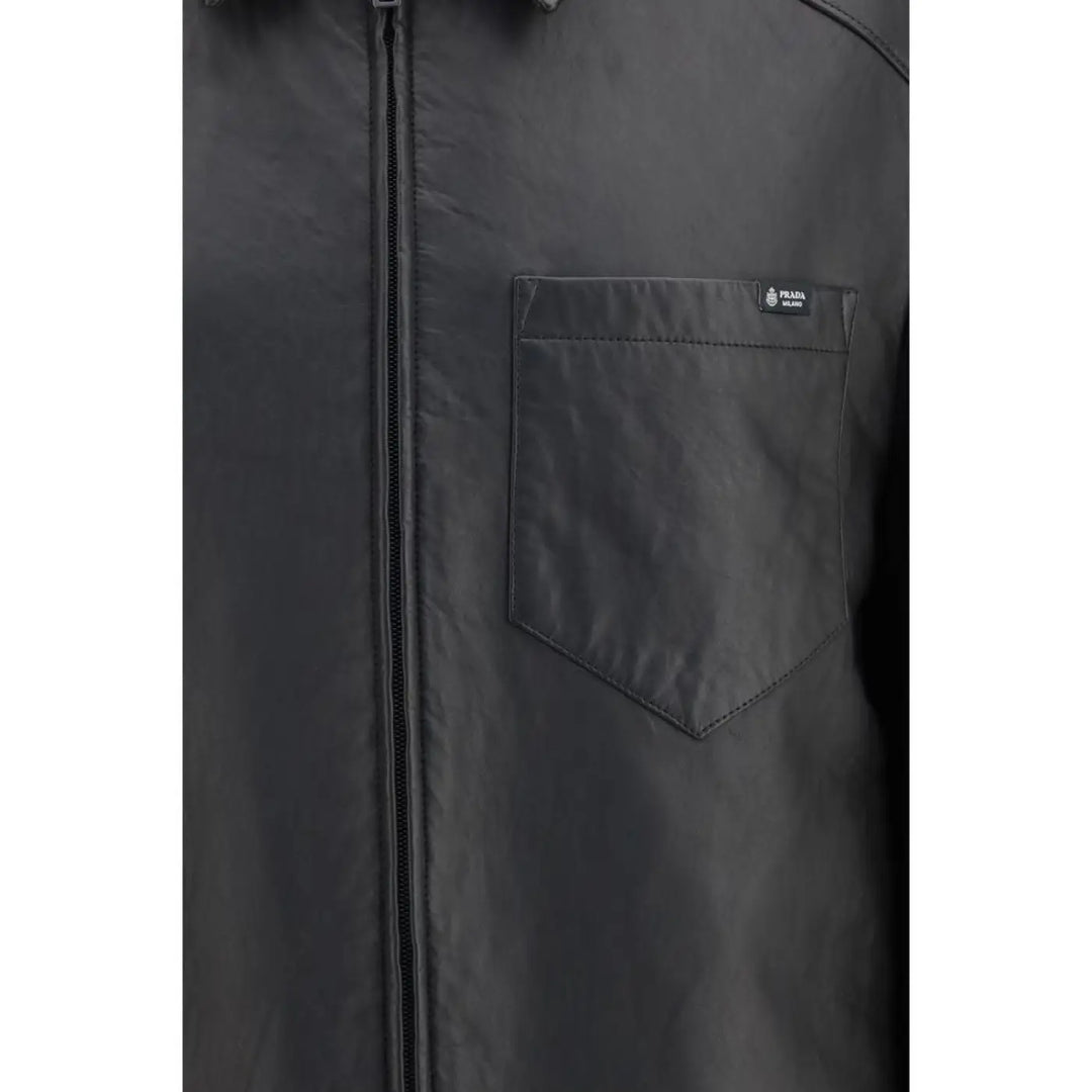 Prada Black Lamb Ovis Aries Leather Jacket