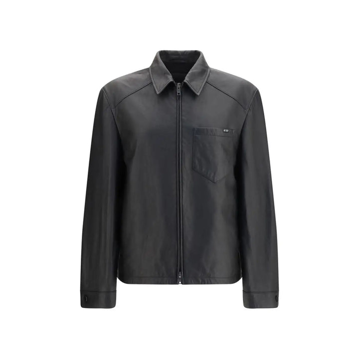 Prada Black Lamb Ovis Aries Leather Jacket