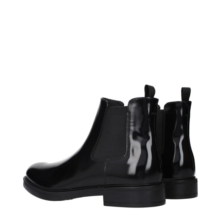 Prada Black Leather Ankle Boots