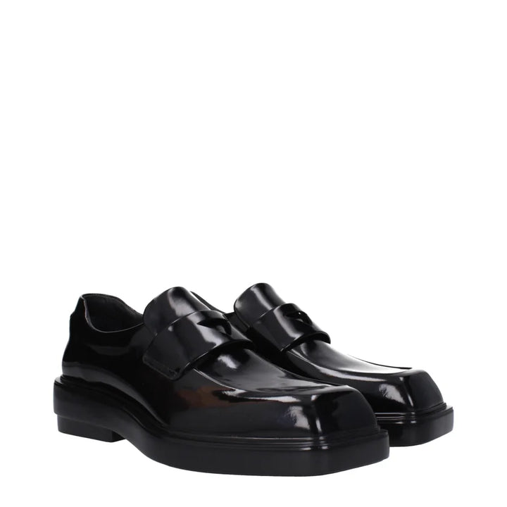 Prada Black Leather Slip-On Loafers