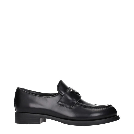 Prada Black Leather Slip-On Loafers