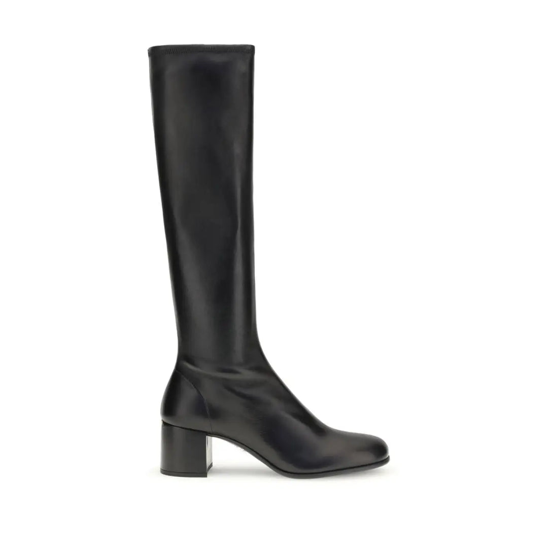 Prada Black Rubber High Heel Boots