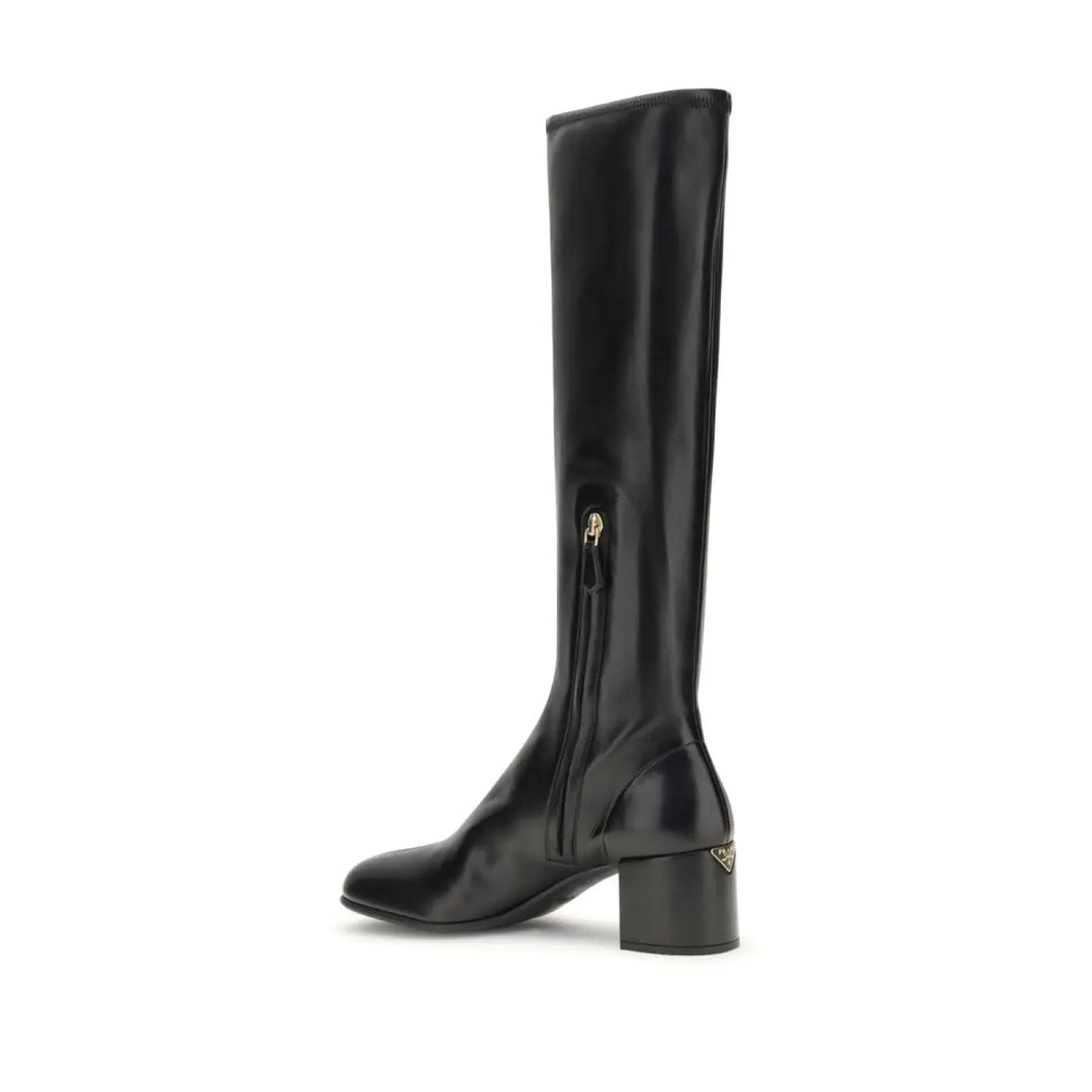 Prada Black Rubber High Heel Boots