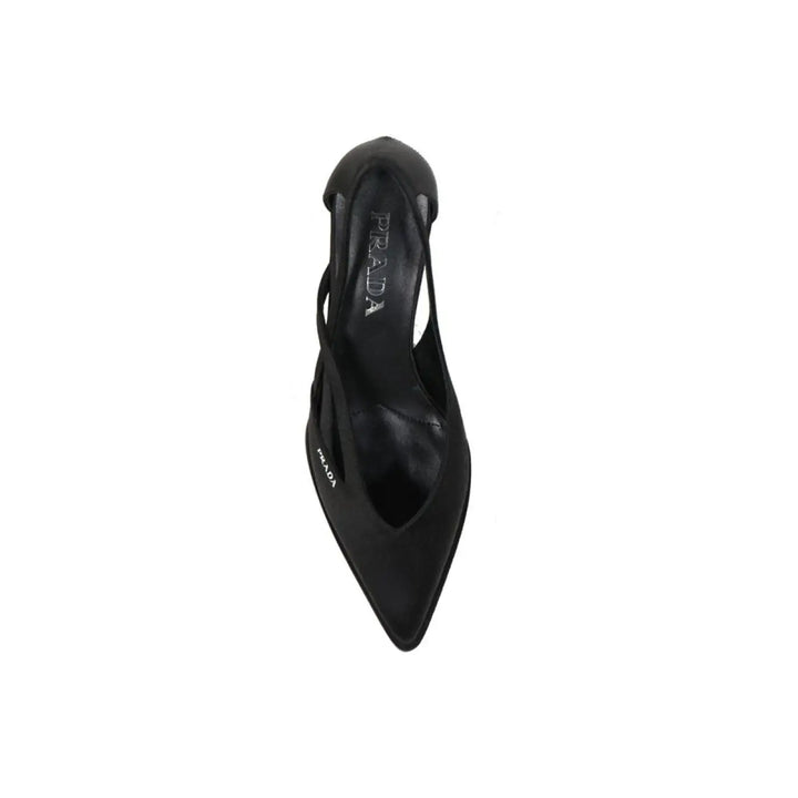 Prada Black Silk Mid Heel Pumps