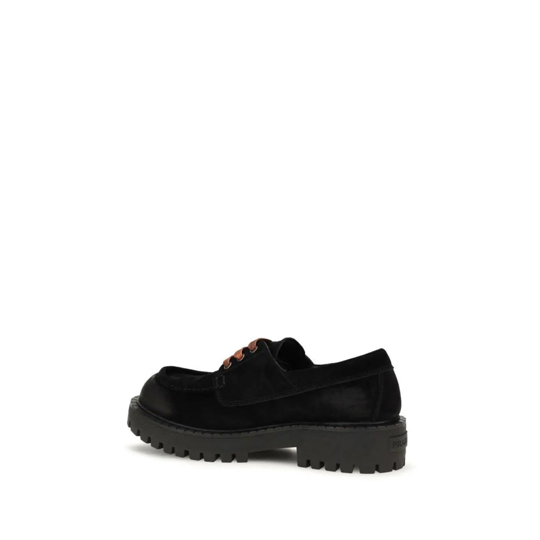 Prada Black Suede Leather Slip-on Loafers