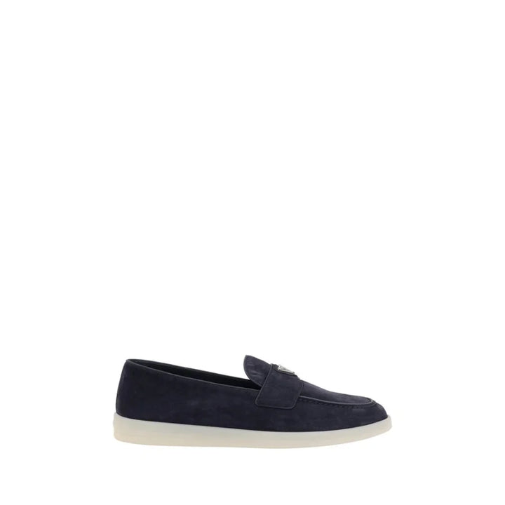 Prada Blue Calf Leather Bos Taurus Slip-On Loafers