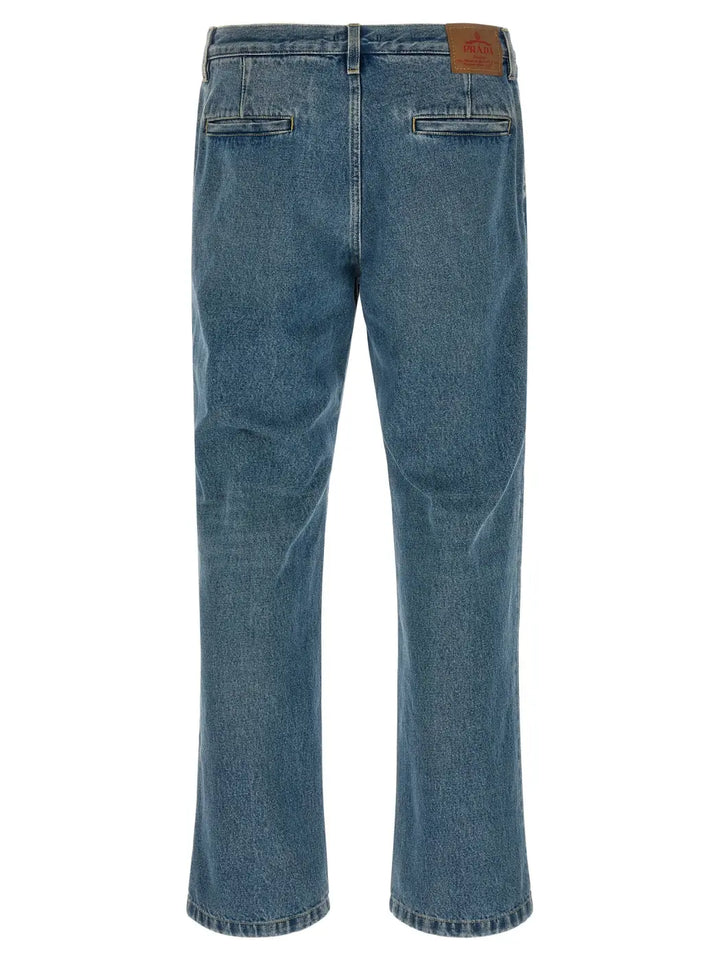 Prada Blue Cotton Straight-leg Jeans
