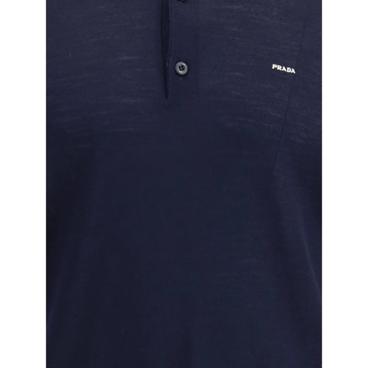 Prada Blue Fleece Wool Polo Shirt