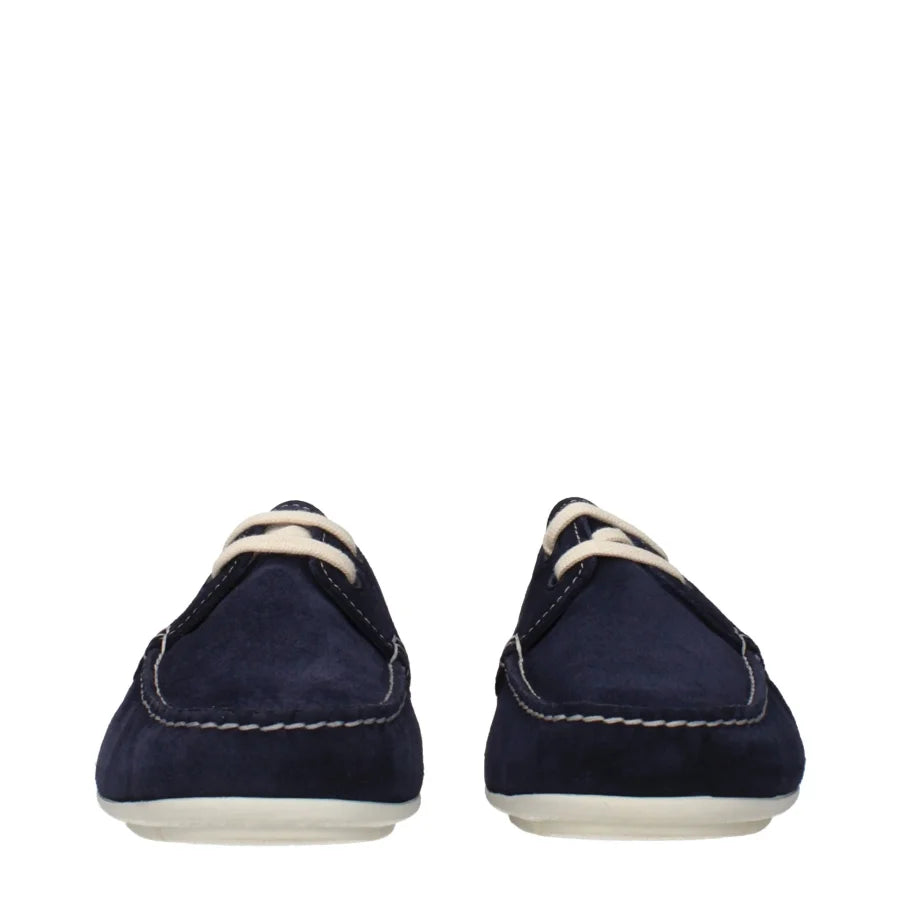 Prada Blue Leather Slip-On Loafers