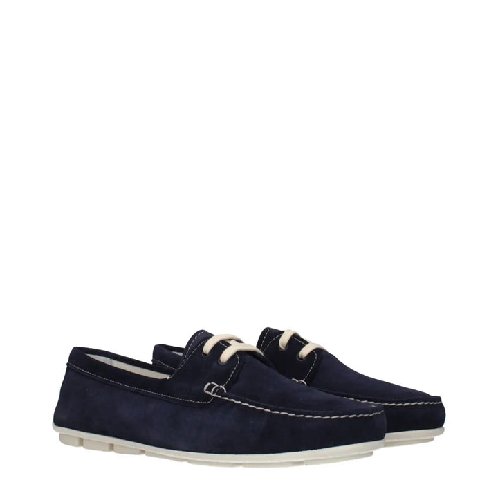 Prada Blue Leather Slip-On Loafers