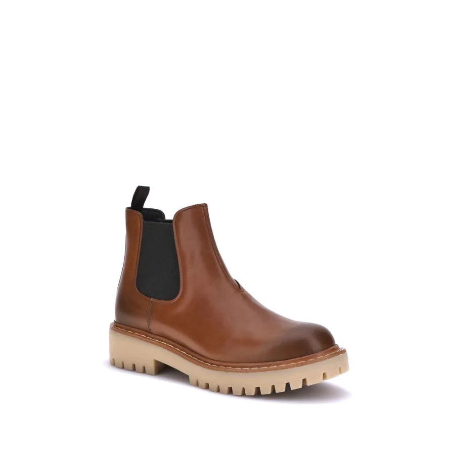 Prada Brown Calf Leather Bos Taurus Chelsea Boots