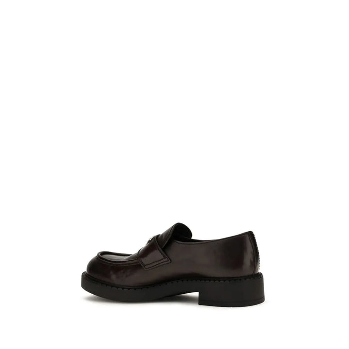Prada Brown Calf Leather Bos Taurus Slip-on Loafers