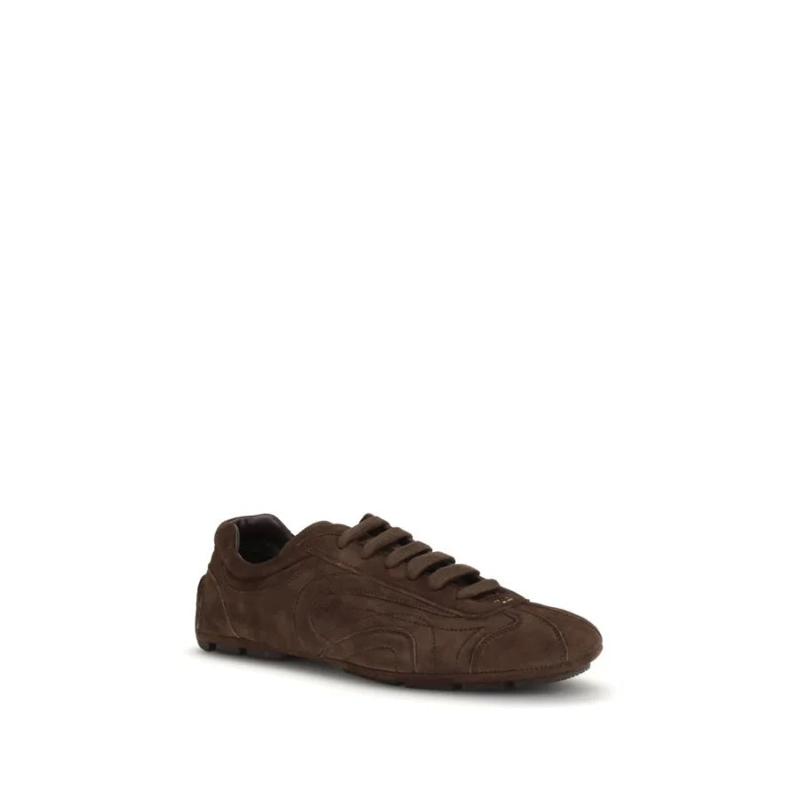 Prada Brown Lamb Ovis Aries Athletic Sneakers