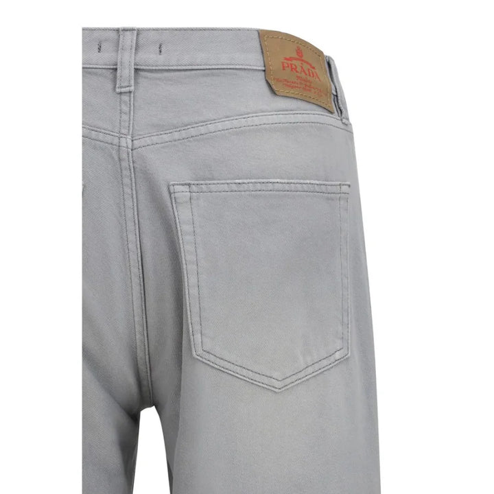 Prada Gray Cotton Straight-Leg Jeans