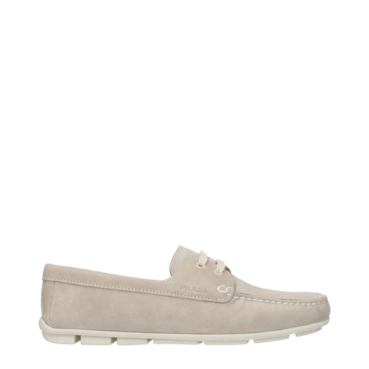 Prada Gray Leather Slip-On Loafers