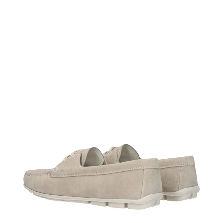 Prada Gray Leather Slip-On Loafers