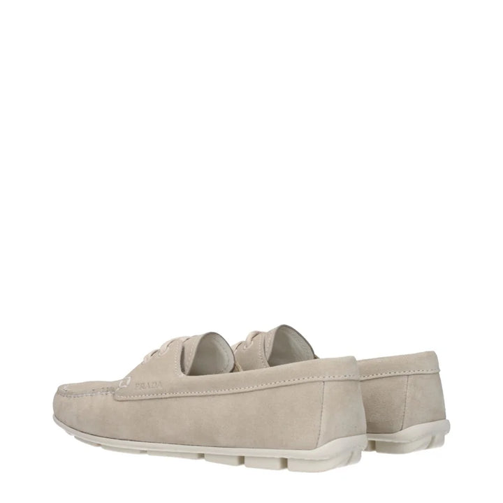 Prada Gray Leather Slip-On Loafers
