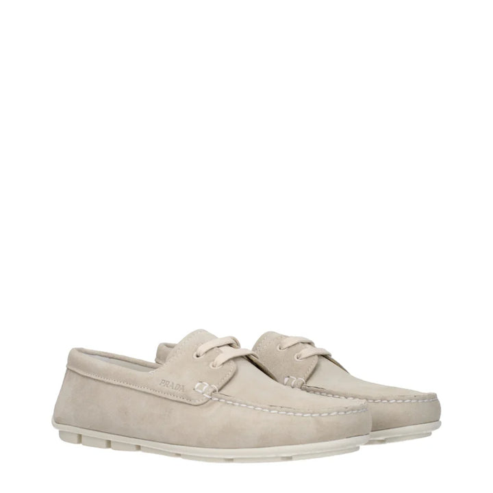 Prada Gray Leather Slip-On Loafers