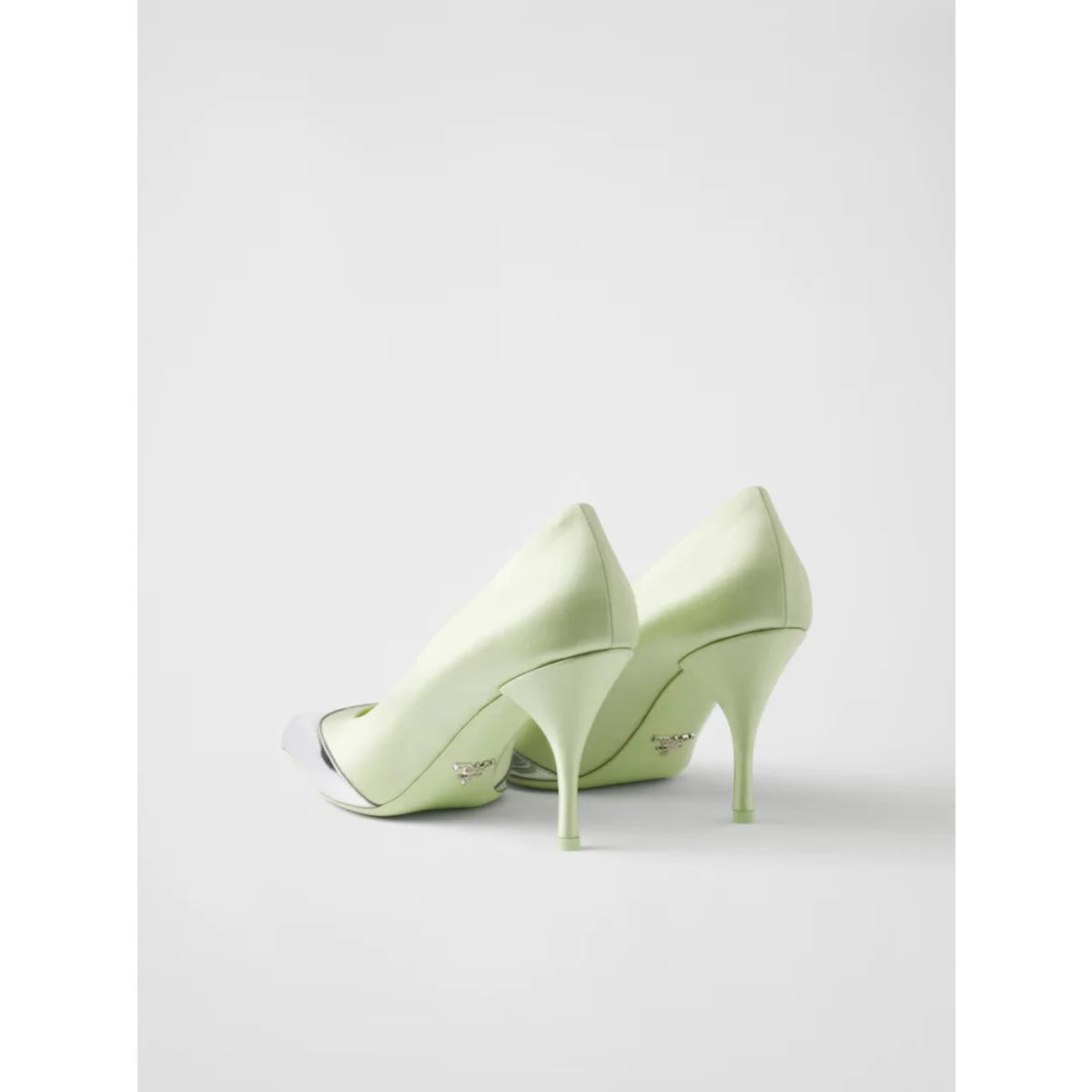 Prada Green Metallic Leather Pumps Sizzle in Satin and Calfskin Elegance