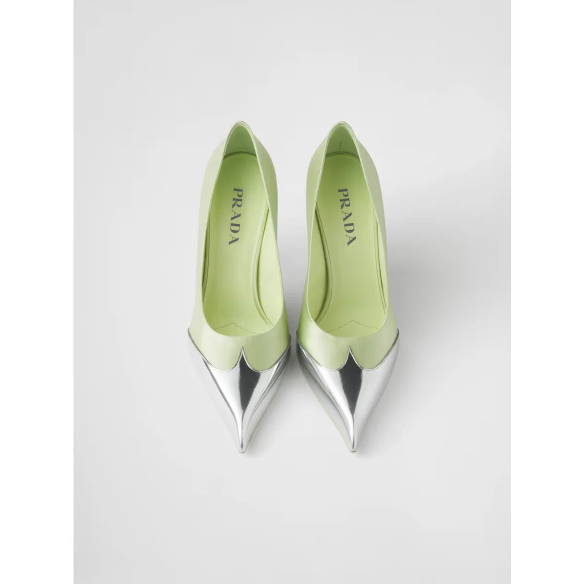 Prada Green Metallic Leather Pumps Sizzle in Satin and Calfskin Elegance