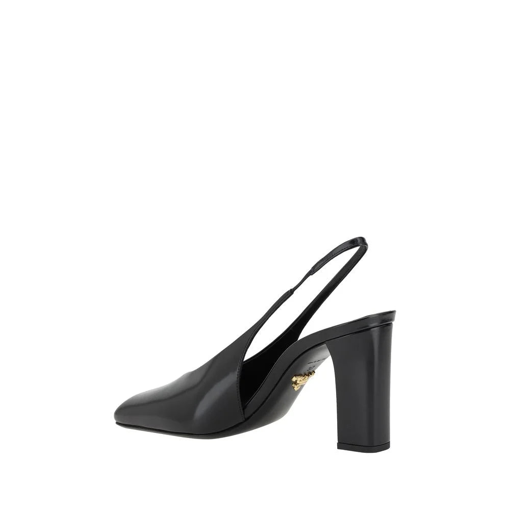 Prada Leather Decollete Pumps with Square Toe and Branded Insole