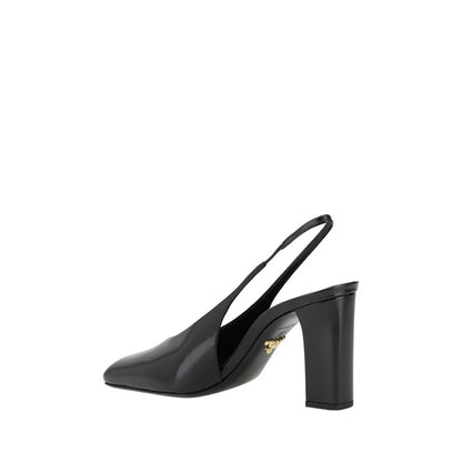 Prada Leather Decollete Pumps with Square Toe and Branded Insole