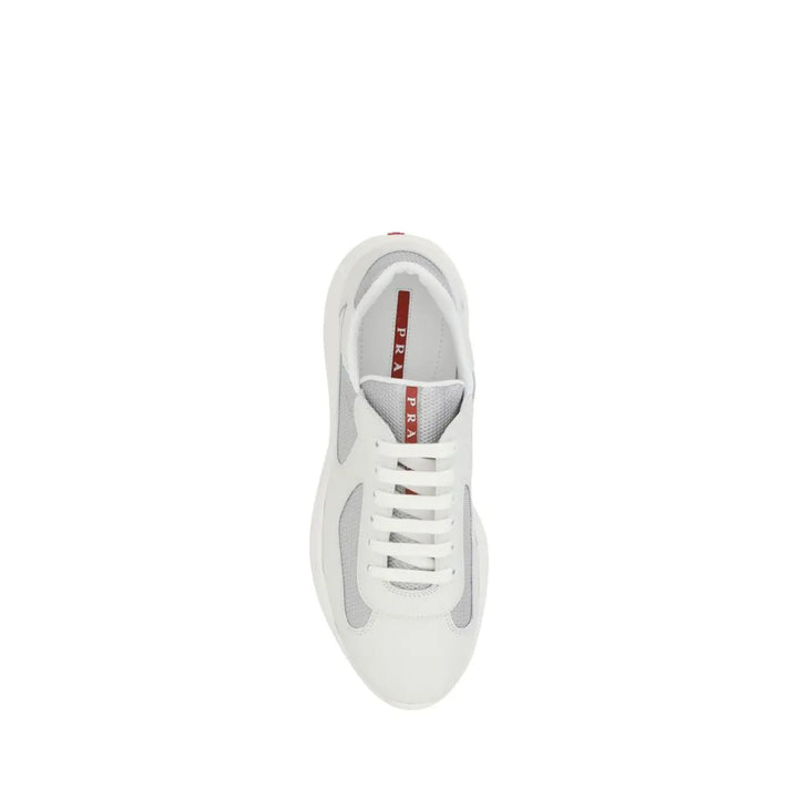 Prada White Calf Leather Bos Taurus Athletic Sneakers