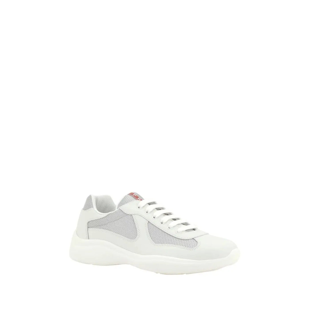 Prada White Calf Leather Bos Taurus Athletic Sneakers