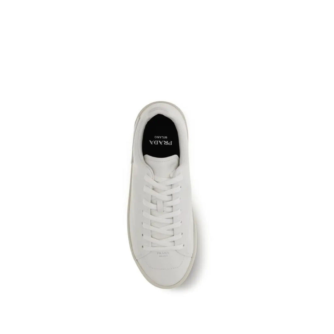 Prada White Calf Leather Bos Taurus Low Top Sneakers