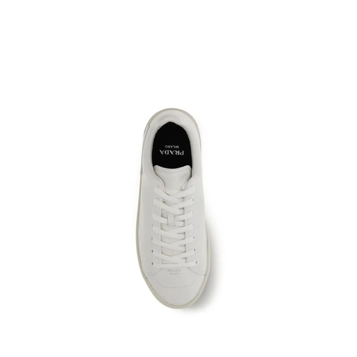 Prada White Calf Leather Bos Taurus Low Top Sneakers