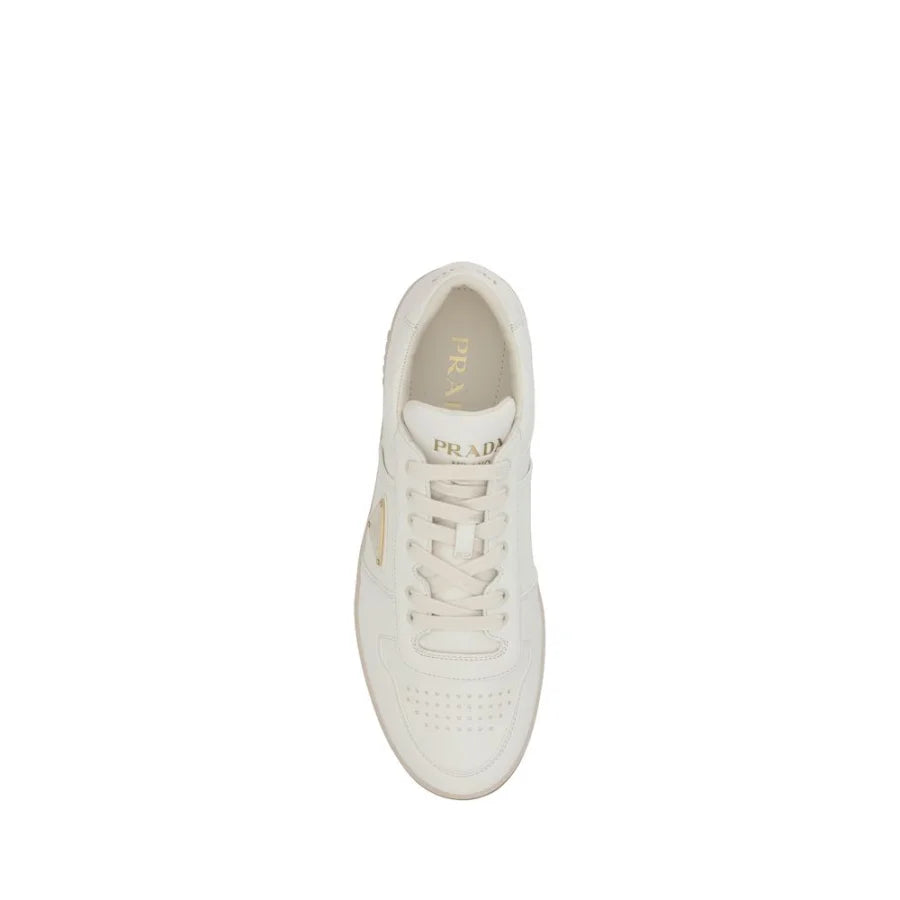 Prada White Calf Leather Bos Taurus Low Top Sneakers