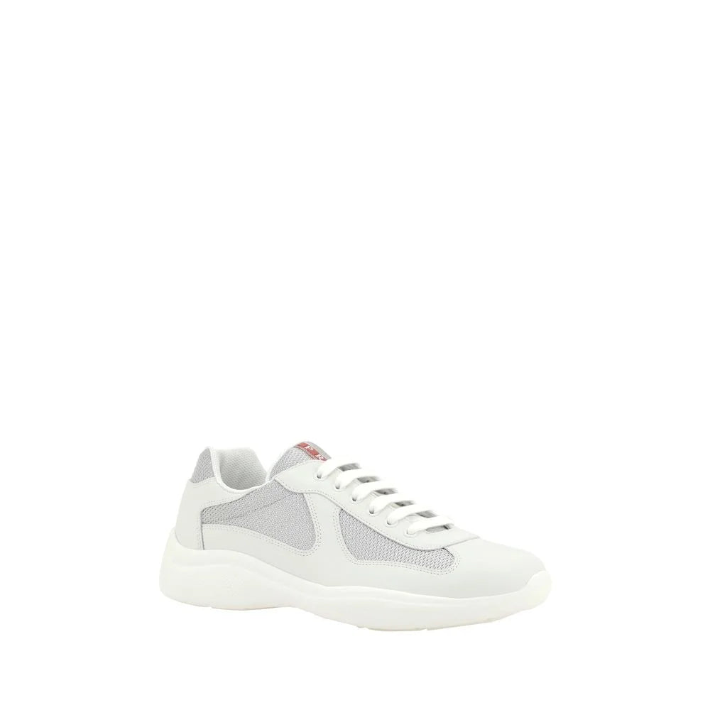 Prada White Calf Leather Bos Taurus Low Top Sneakers