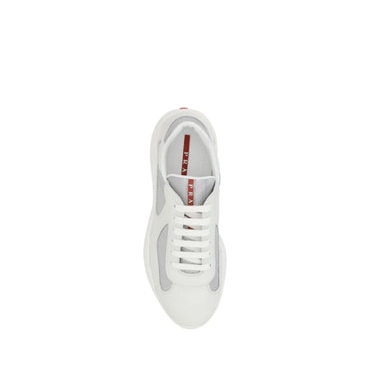 Prada White Calf Leather Bos Taurus Low Top Sneakers