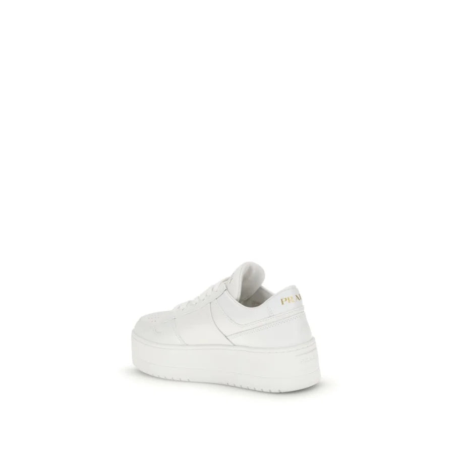Prada White Calf Leather Bos Taurus Platform Sneakers