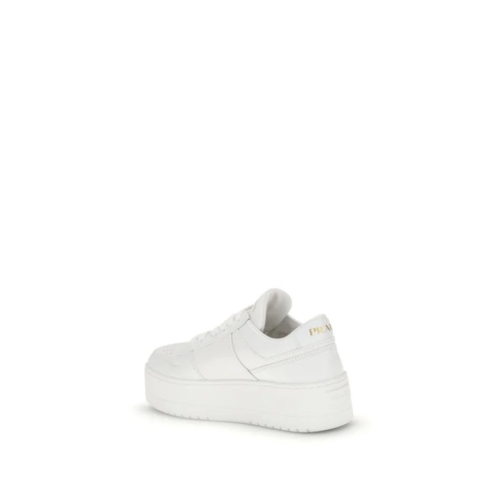 Prada White Calf Leather Bos Taurus Platform Sneakers