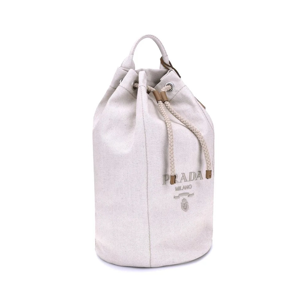Prada White Cotton Backet Bag