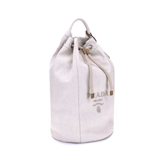 Prada White Cotton Backet Bag