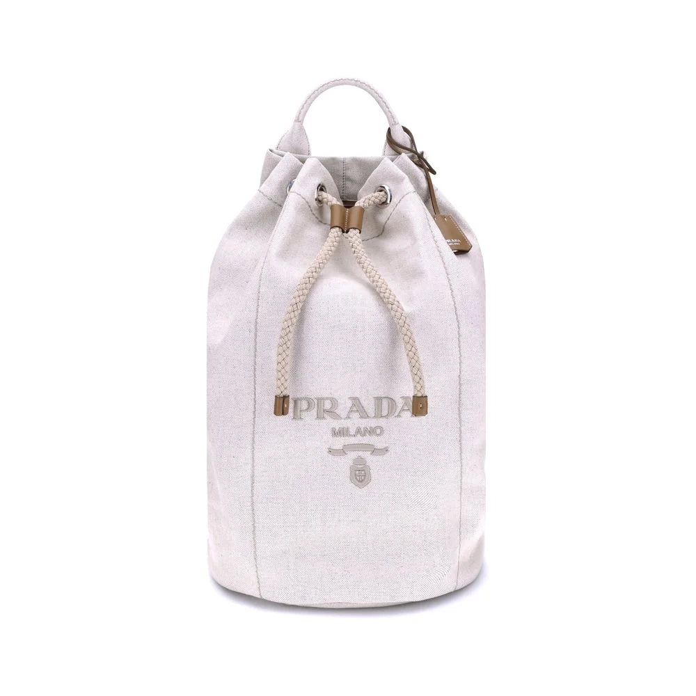 Prada White Cotton Backet Bag