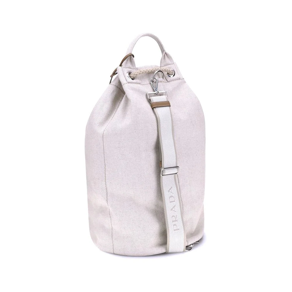 Prada White Cotton Backet Bag