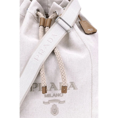 Prada White Cotton Backet Bag