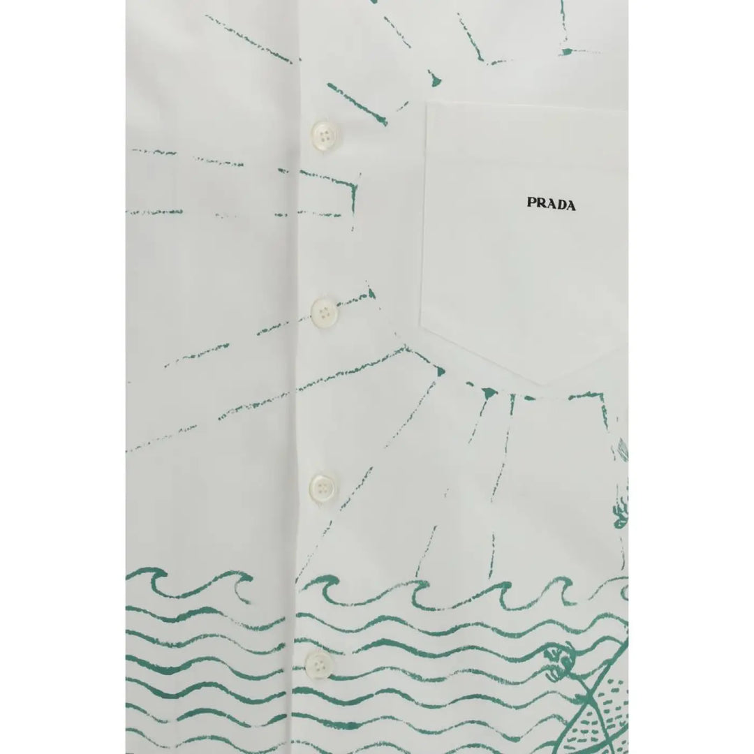 Prada White Cotton Pattern Shirt