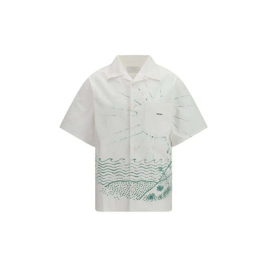 Prada White Cotton Pattern Shirt