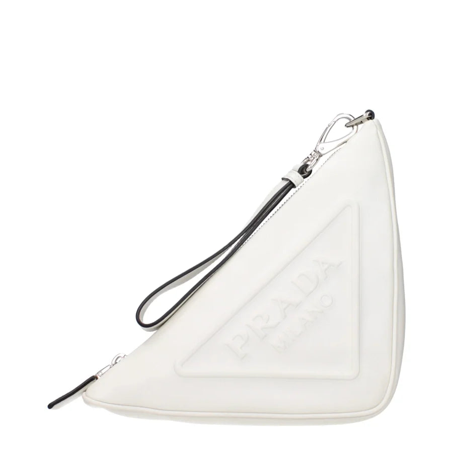 Prada White Leather Clutch Bag