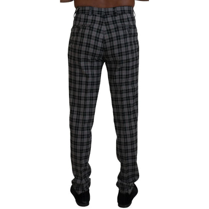 Premium Bencivenga Couture Gray Checkered Chino Pants BENCIVENGA