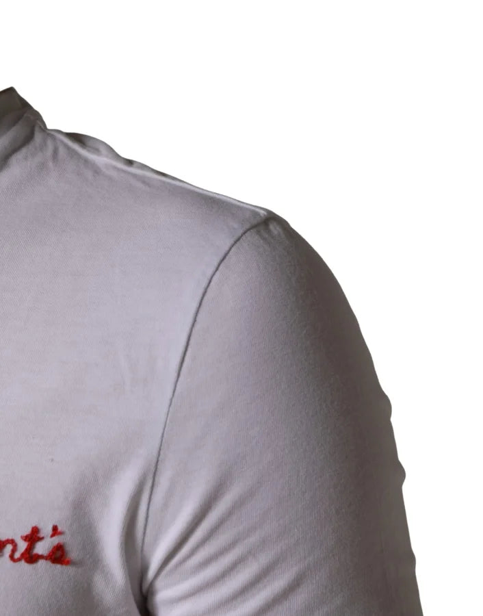 President’s White Logo Embroidery Cotton Men Crew Neck T-shirt